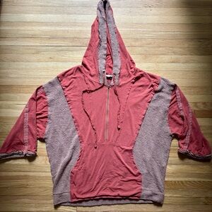 POL Knit pullover 1/4 zip w/contrasting sleeves color block M Boho Oversized